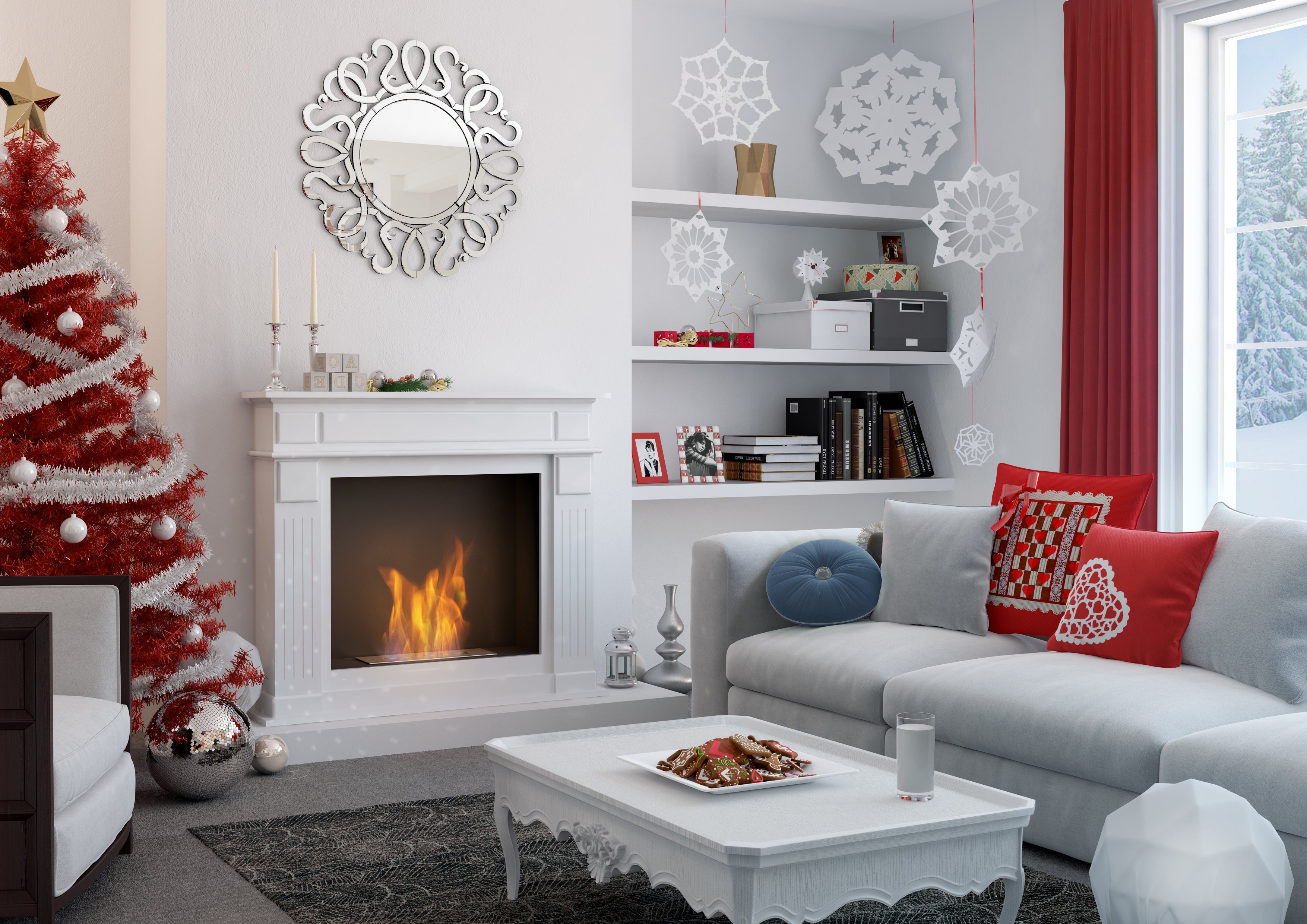 Portal Bio-fireplace ROMA colour white - Fireplace Trends Exclusive