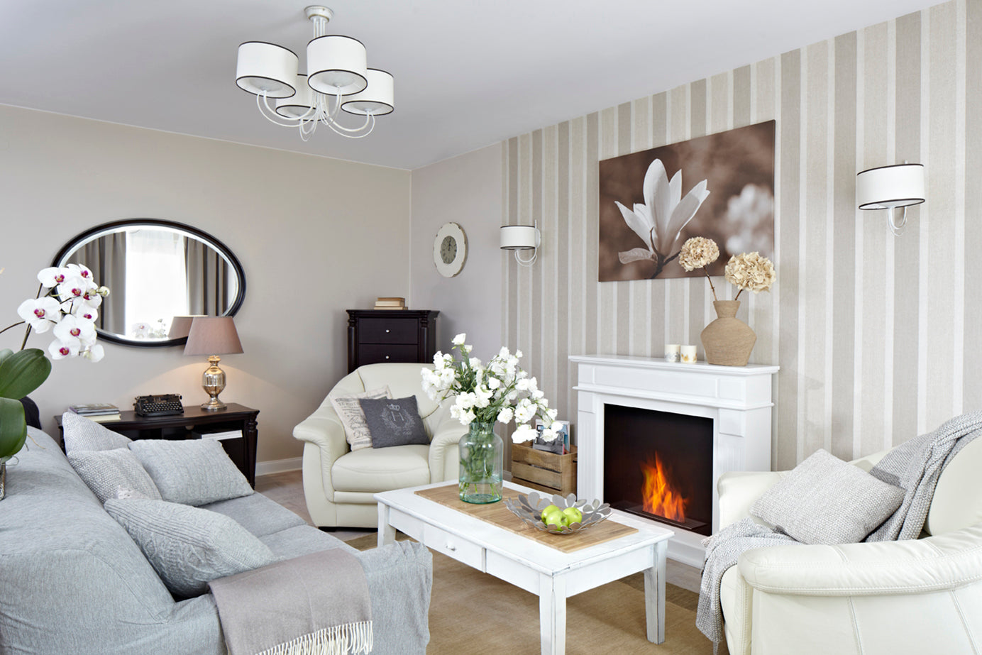 Portal Bio-fireplace ROMA colour white - Fireplace Trends Exclusive
