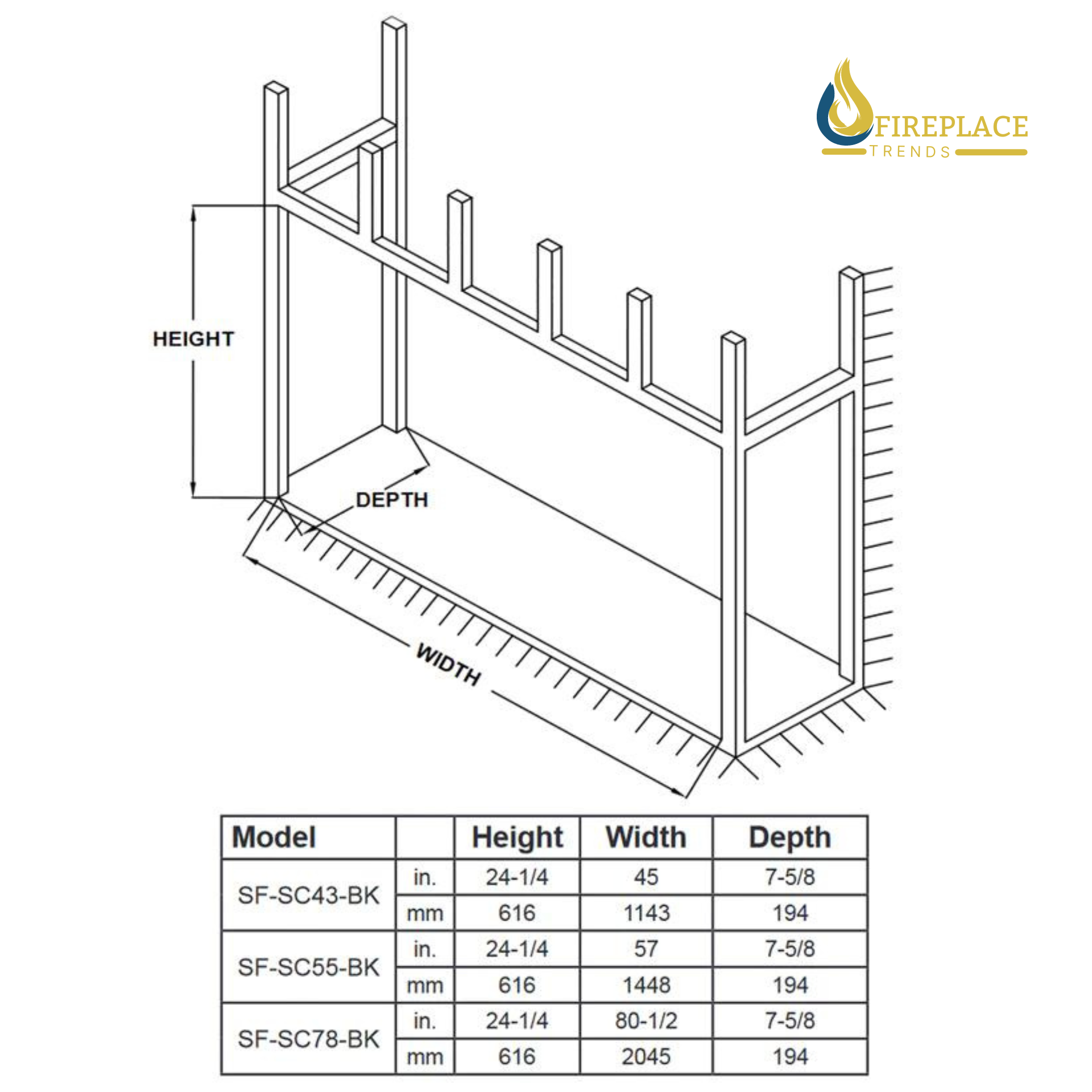 Simplifire 78" Scion Clean Face Linear Electric Fireplace - SF-SC78-BK | Fireplace Trends