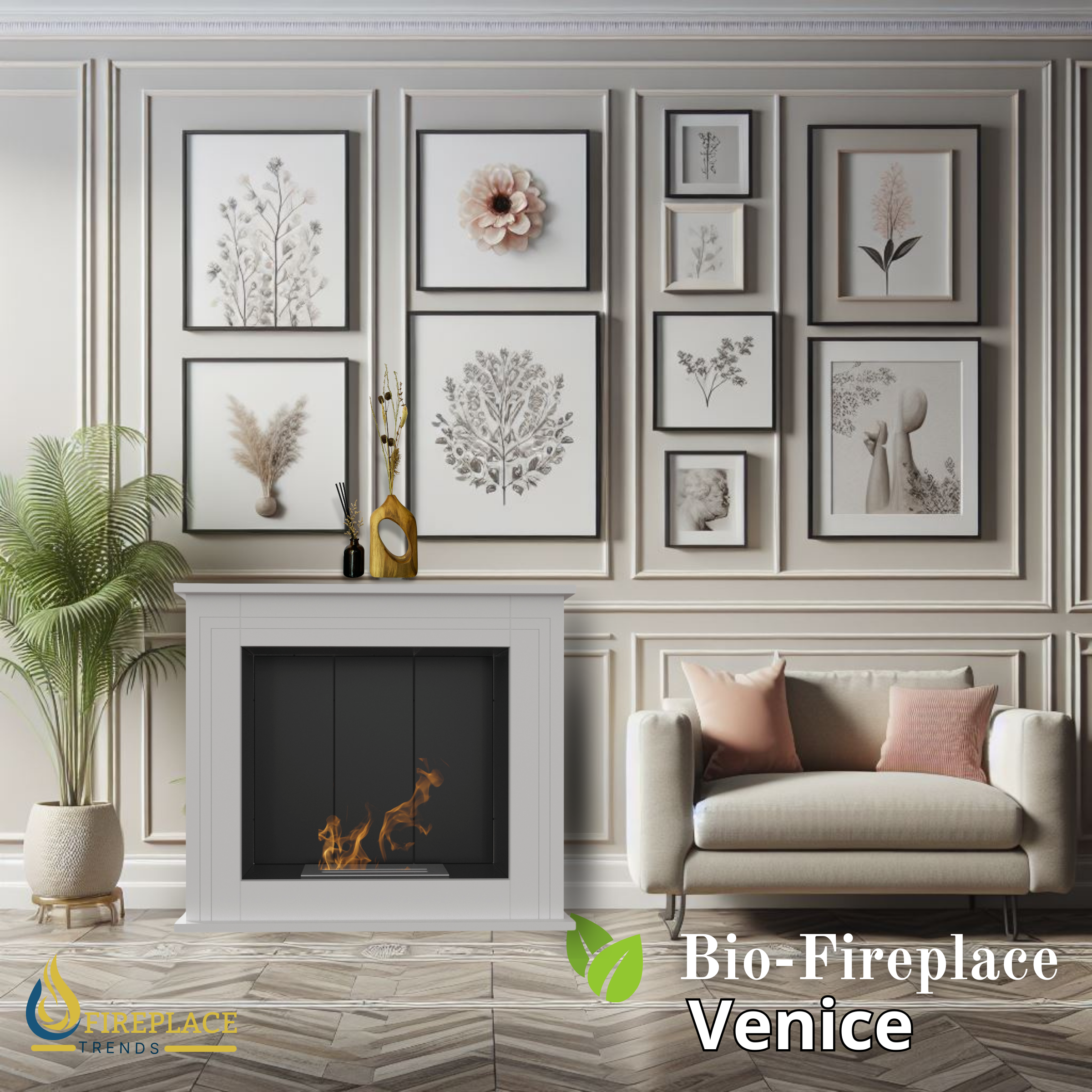 Portal Bio-fireplace VENICE white - VENICE/FP/W