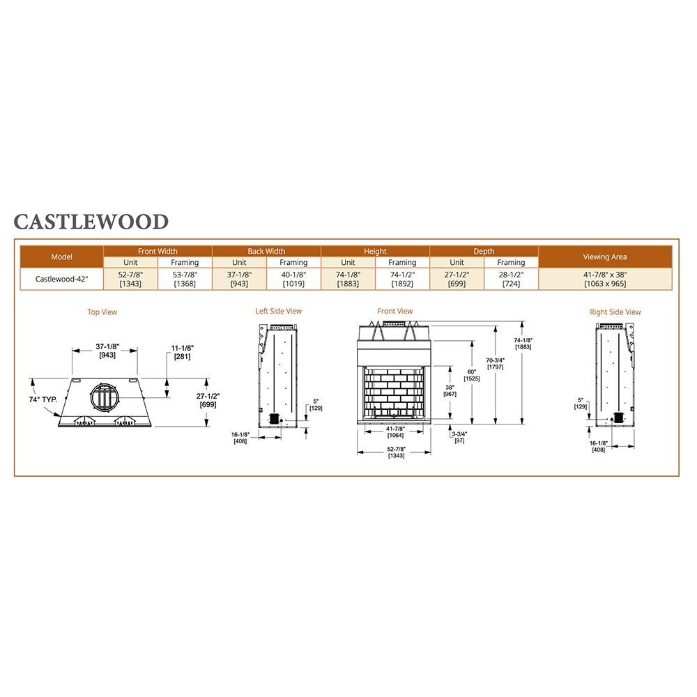 Majestic  - Castlewood 42 Outdoor Wood Burning Fireplace with Refractory Panels