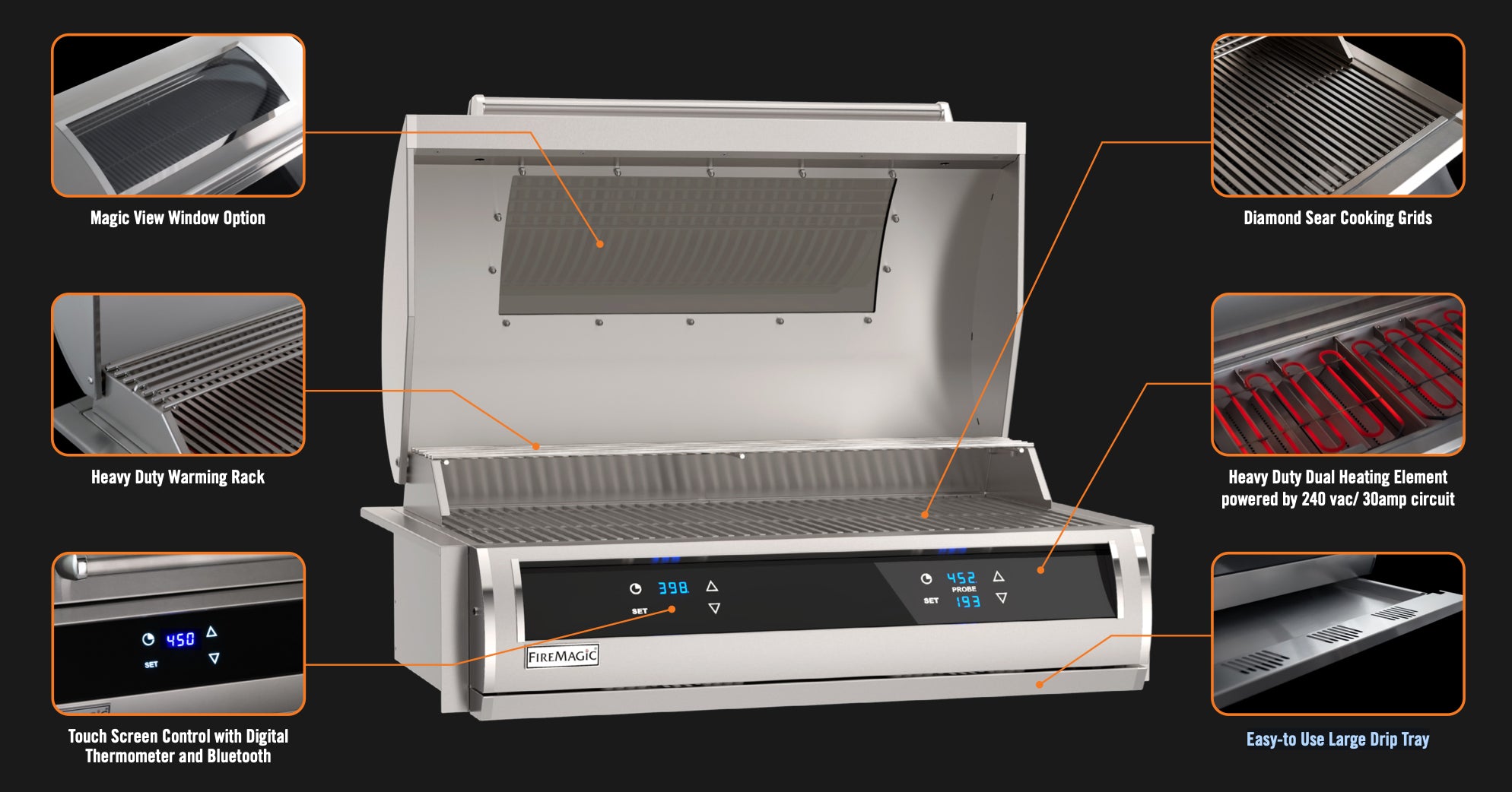 Fire Magic EL500 Electric Grill - EL500i - Two Controls with Window Fire