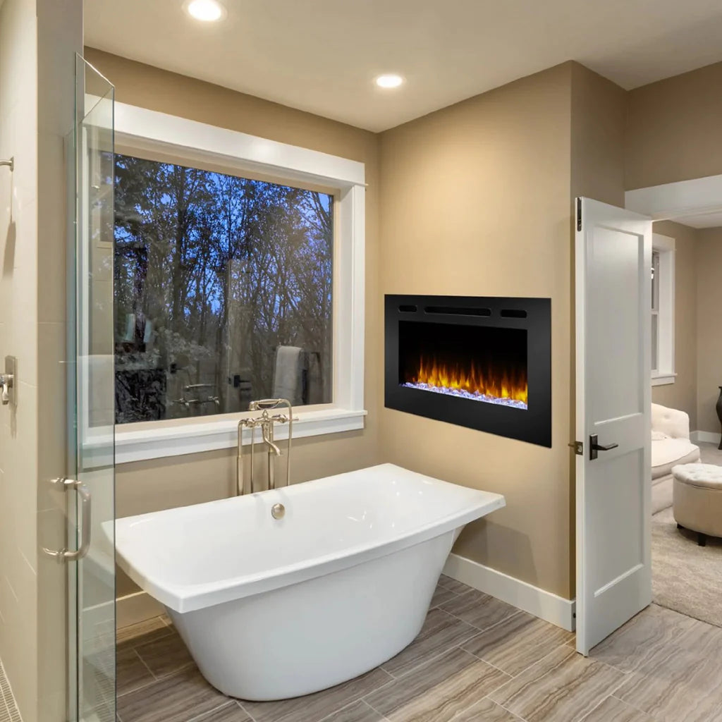 SimpliFire - 40" Allusion recessed linear electric fireplace - SF-ALL40-BK | Fireplace Trends
