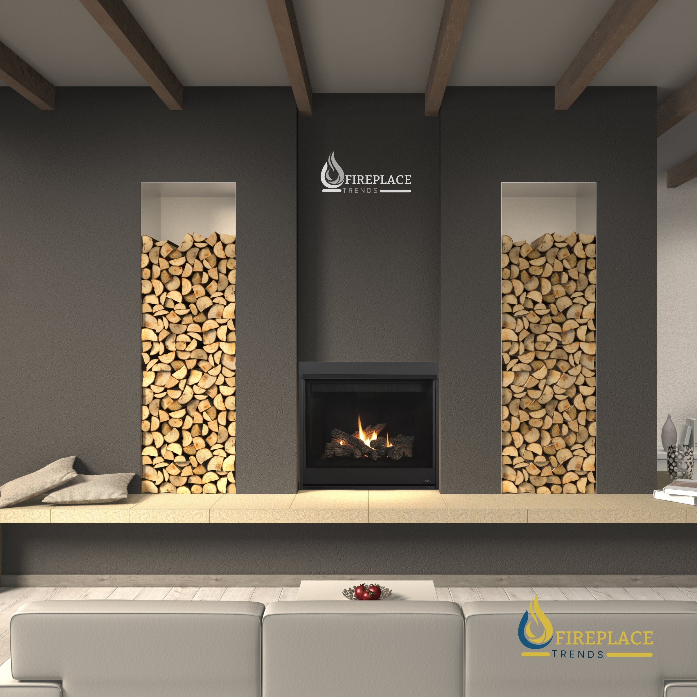 The DRT2000 Series of traditional direct vent gas fireplaces combine beauty, efficiency and value. Standard features include: dedicated top or rear flue, millivolt or electronic IPI/CPI ignition with seamless battery back-up, detailed ceramic fiber logs, black painted interior, tempered glass and standard protective screen barrier.