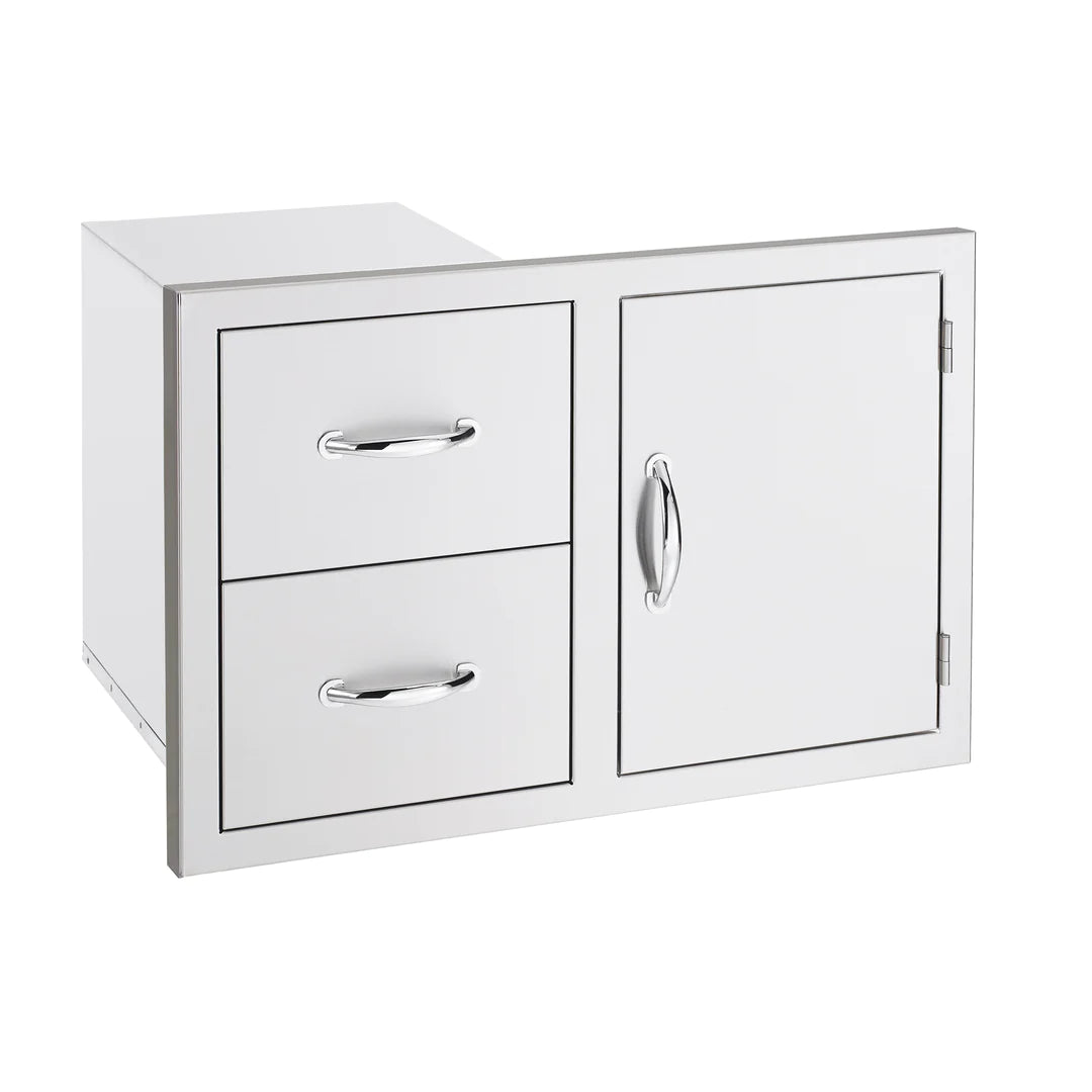 Summerset - 33" - Stainless Steel Access Door & Double Drawer Combo With Masonry Frame Return