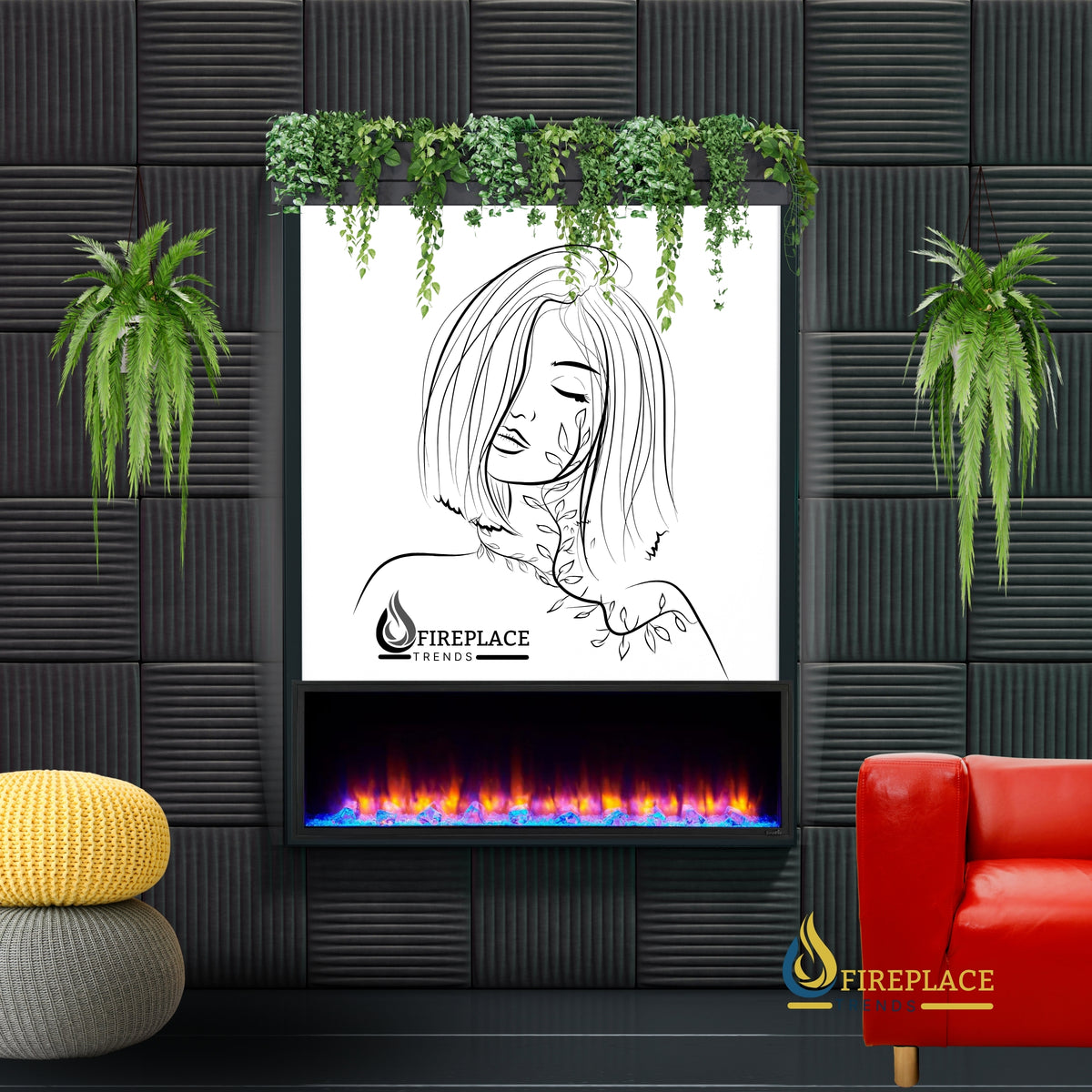 Simplifire 55" Scion Clean Face Linear Electric Fireplace - SF-SC55-BK