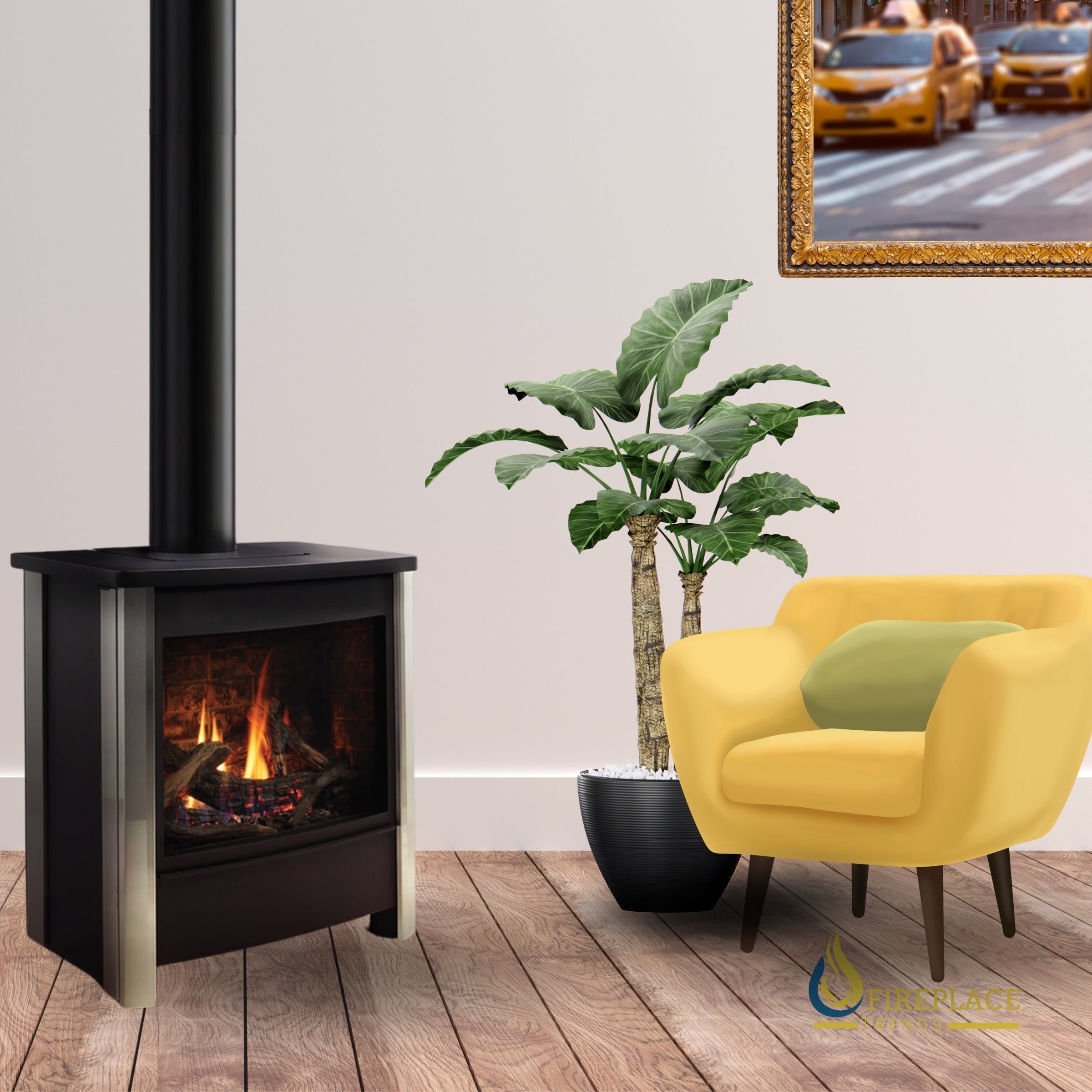 Kingsman - Freestanding Direct Vent Gas Stove with Log Set - FDV451