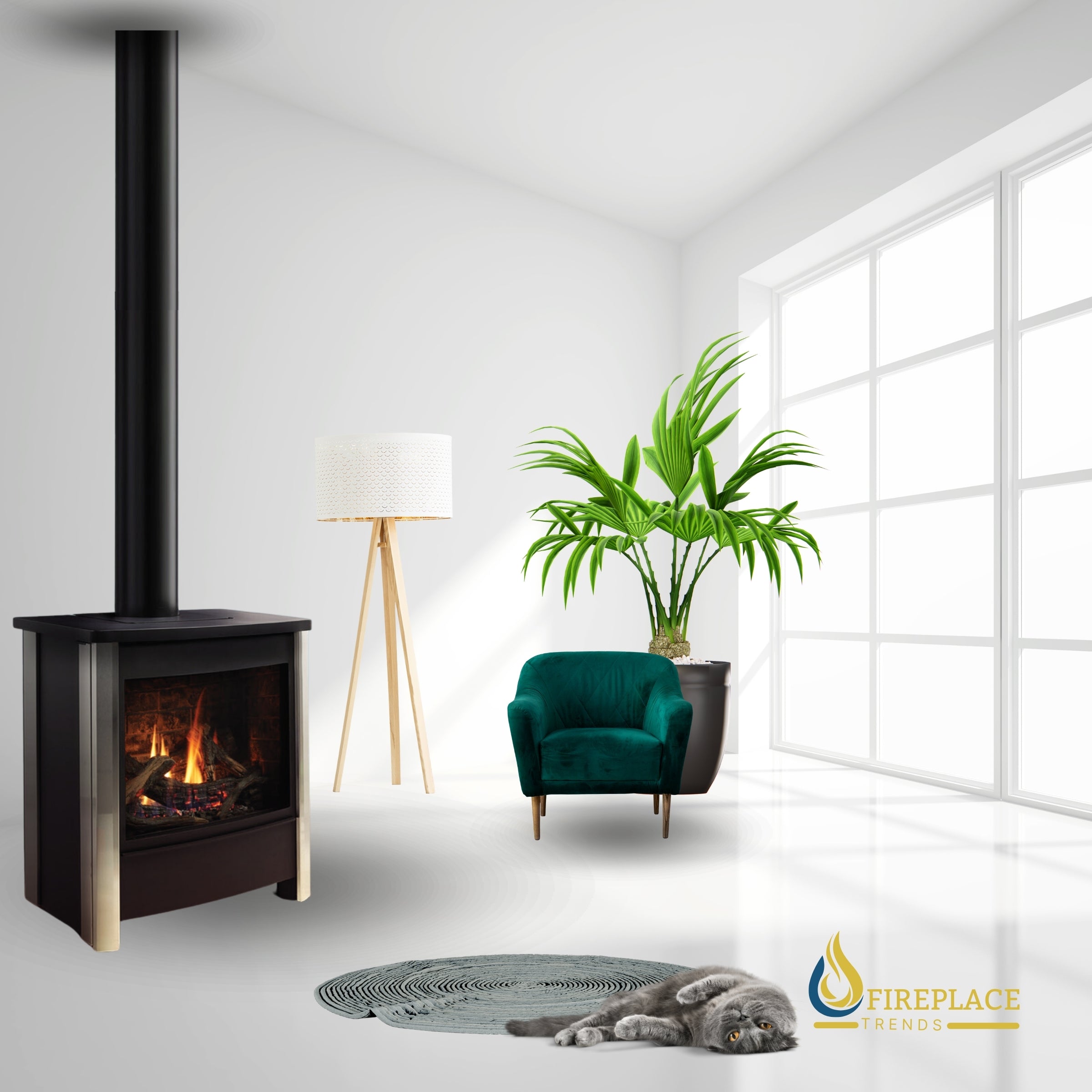 Kingsman - Freestanding Direct Vent Gas Stove with Log Set - FDV451