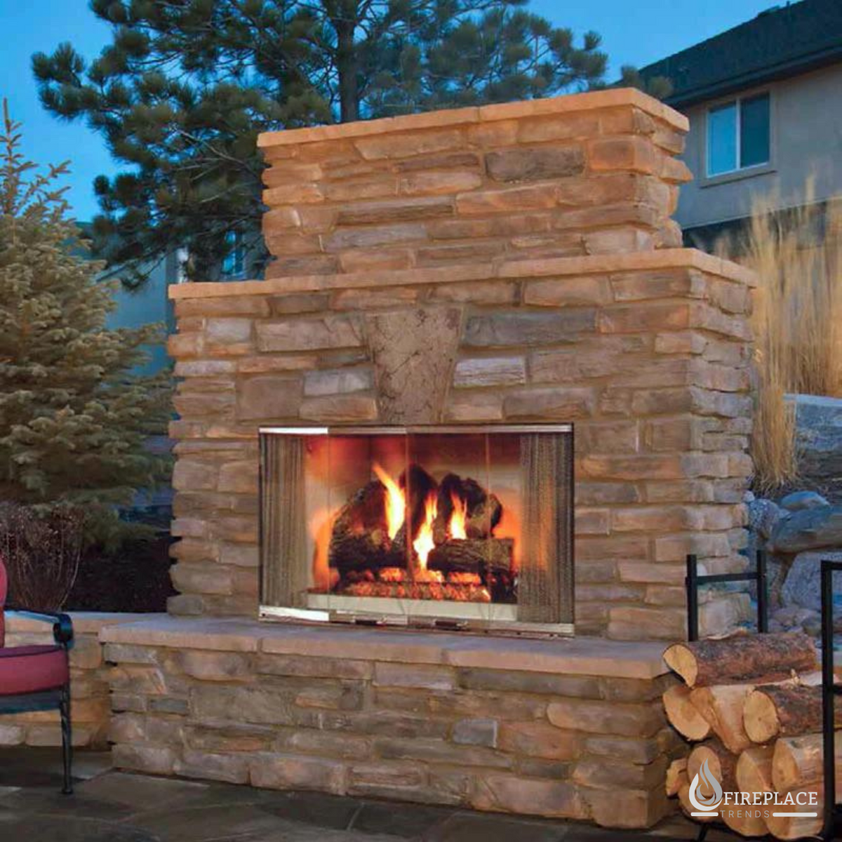 Majestic - Montana 42 Outdoor Stainless Steel Wood Burning Fireplace with Refractory Panels