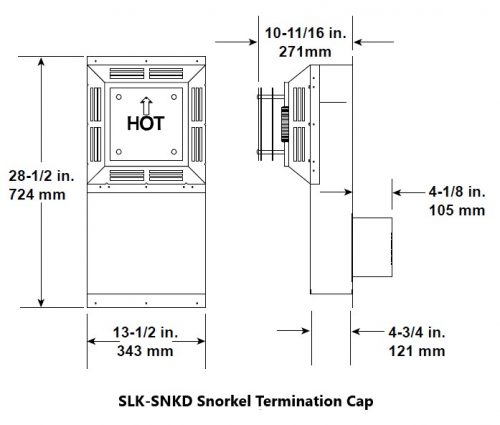 Majestic SLK-SNKD SL 14-Inch Vertical Rise Snorkel Cap With Firestop