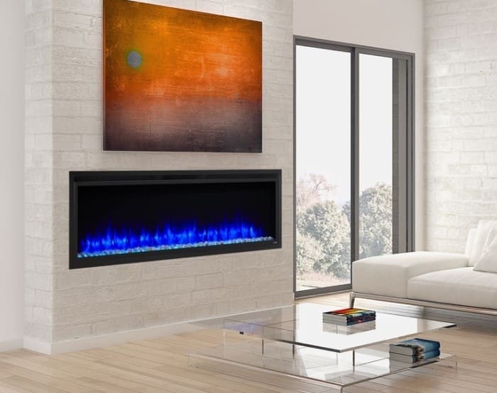 SimpliFire - Allusion Platinum recessed linear electric fireplace - 60" - SF-ALLP60-BK
