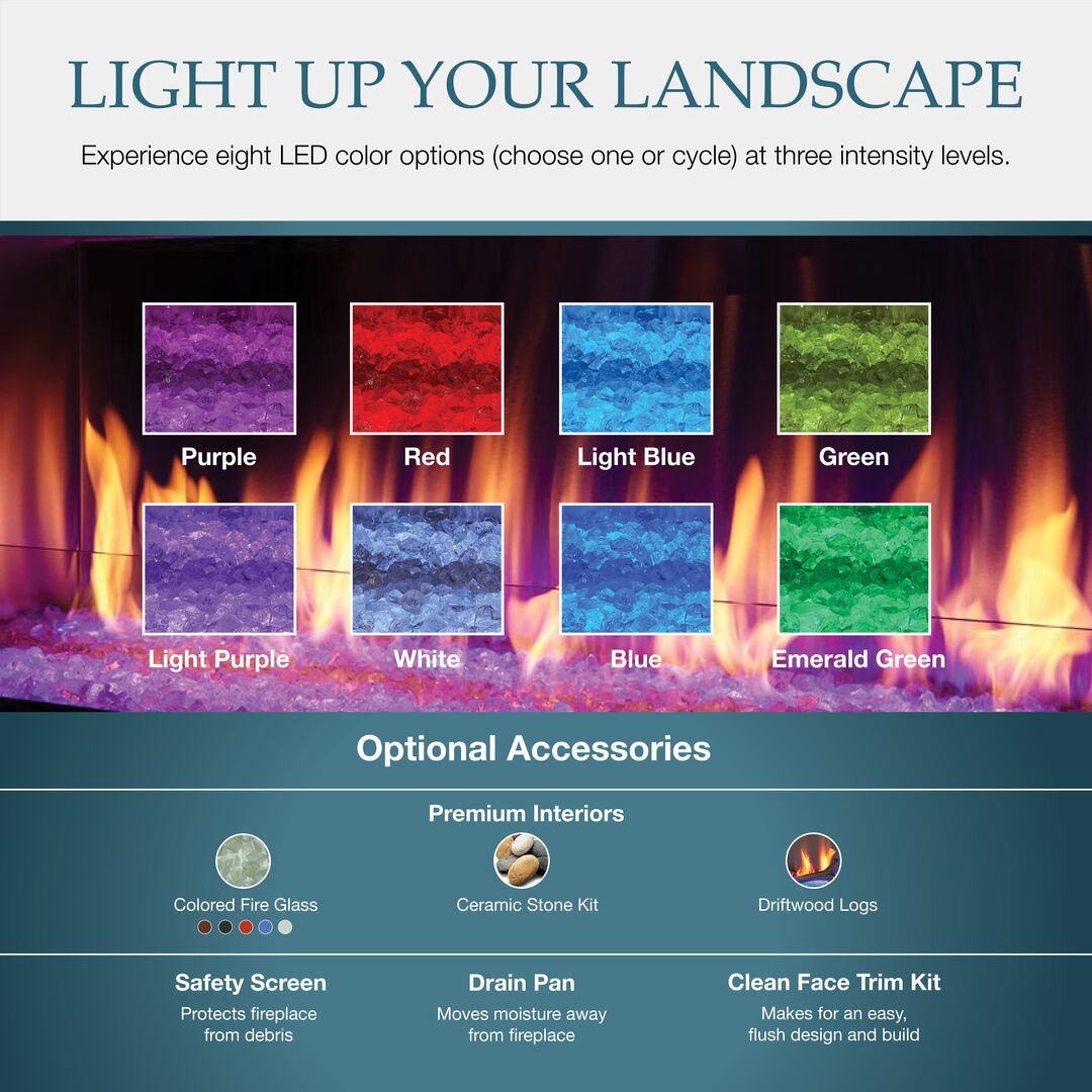 Majestic Lanai 48 Outdoor Gas Linear Fireplace with IntelliFire Ignition Single-sided