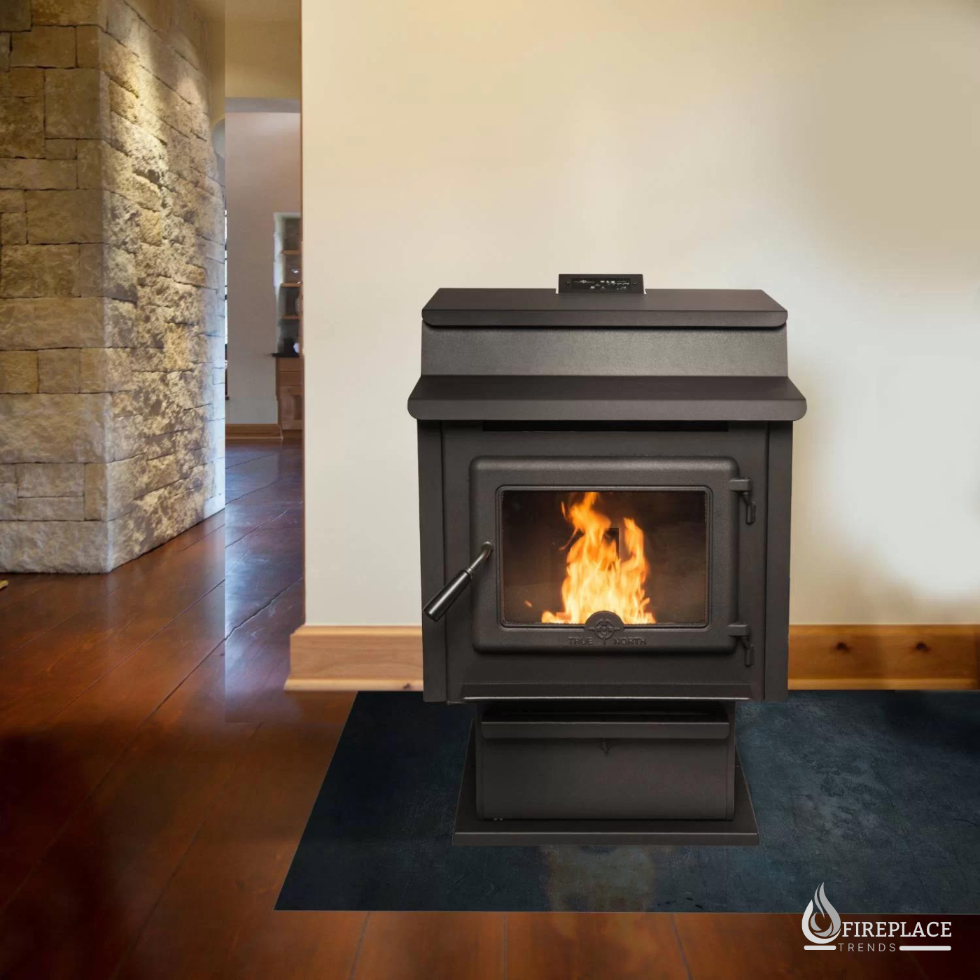 True North - TN40 Stylish Pellet Stove With Legs & Thermostat