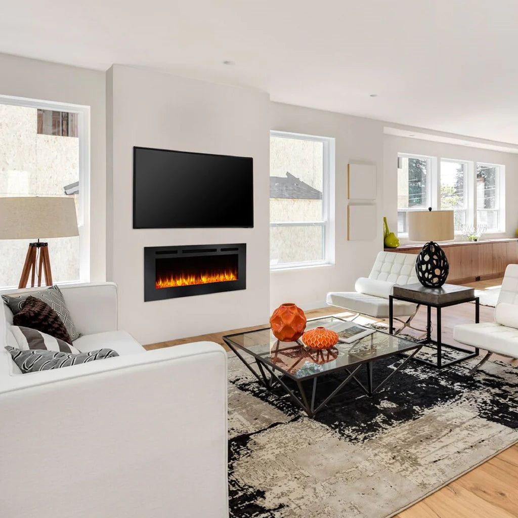 SimpliFire - 40" Allusion recessed linear electric fireplace - SF-ALL40-BK | Fireplace Trends